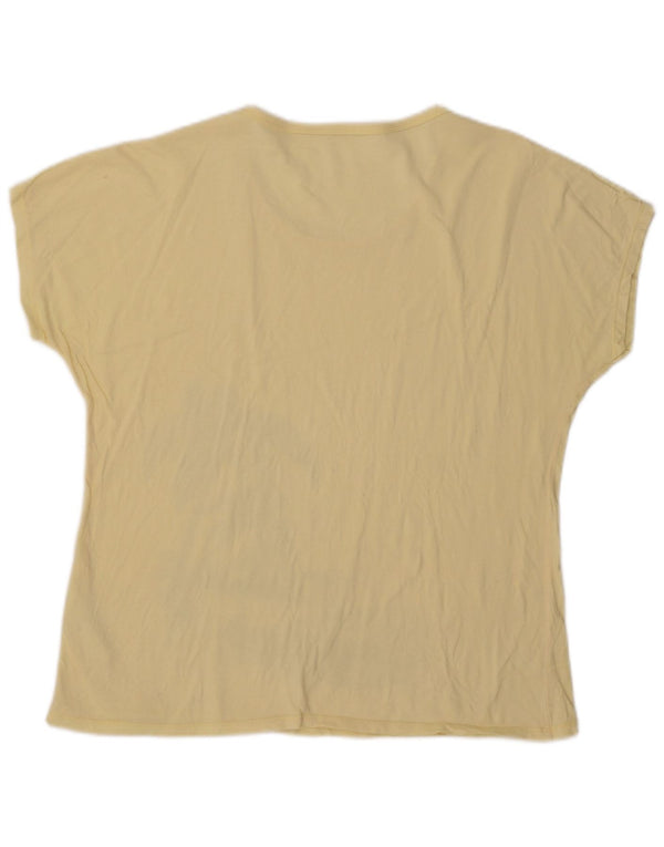 Vintage Womens Graphic T-Shirt Top UK 18 XL Yellow Cotton