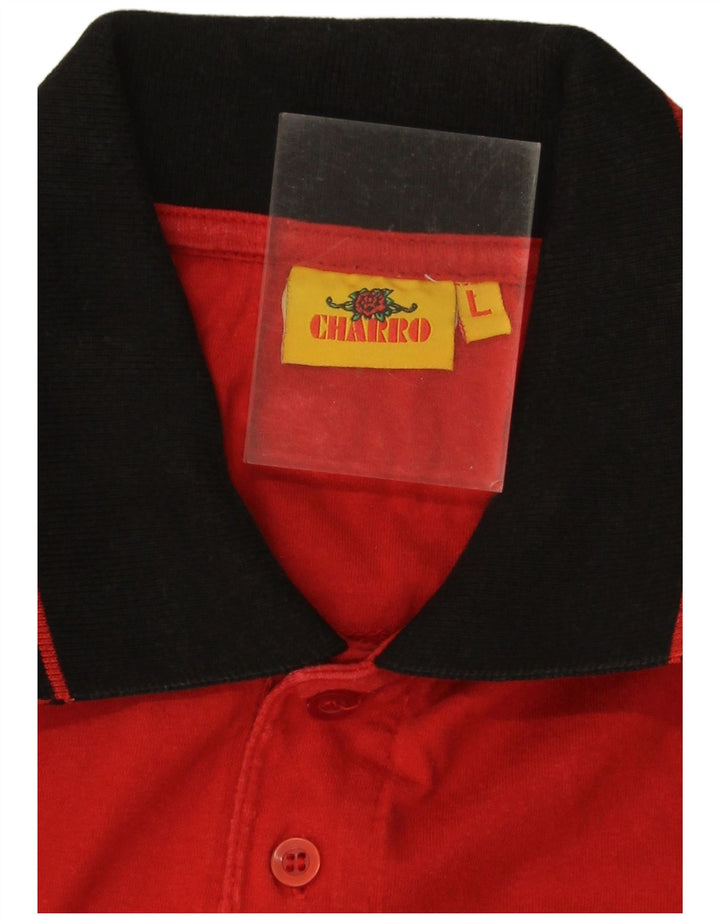 Cămașă polo Charro pentru bărbați, mare, roșu, color block, bumbac