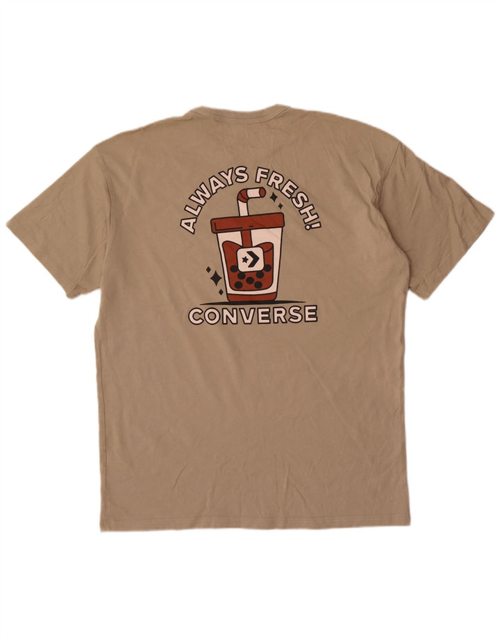 Tricou grafic Converse pentru bărbați Top mare, bej, bumbac