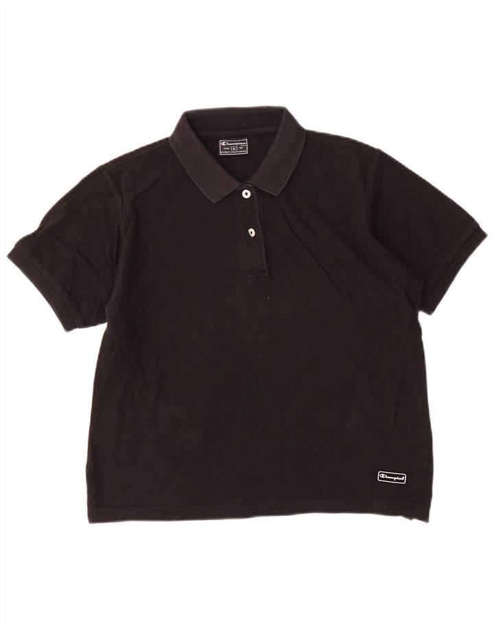 Tricou polo Champion pentru femei UK 12 Medium Black Bumbac