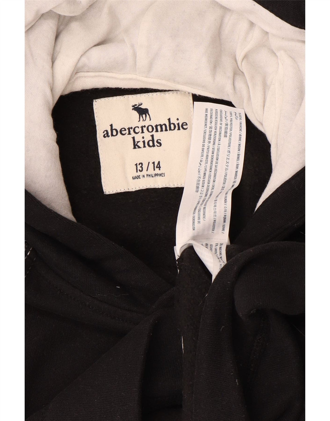 ABERCROMBIE & FITCH Pulover cu glugă pentru băieți 13-14 ani Poliester cu pete negru