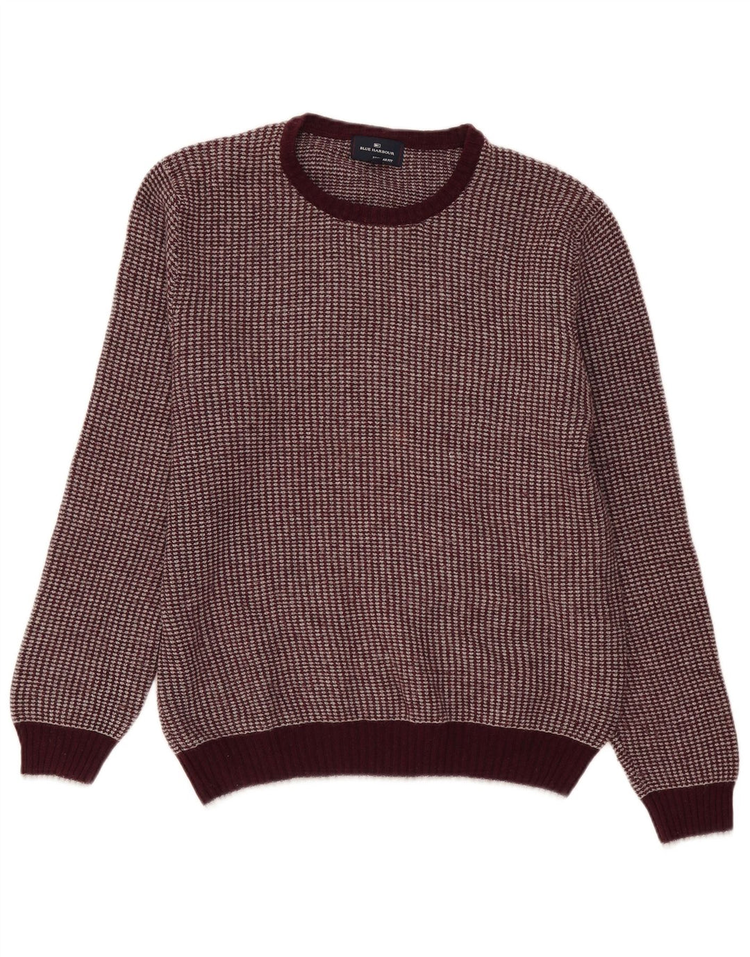 Marks & Spencer Mens Crew Neck Jumper Sweater Medium Burgundy Wool