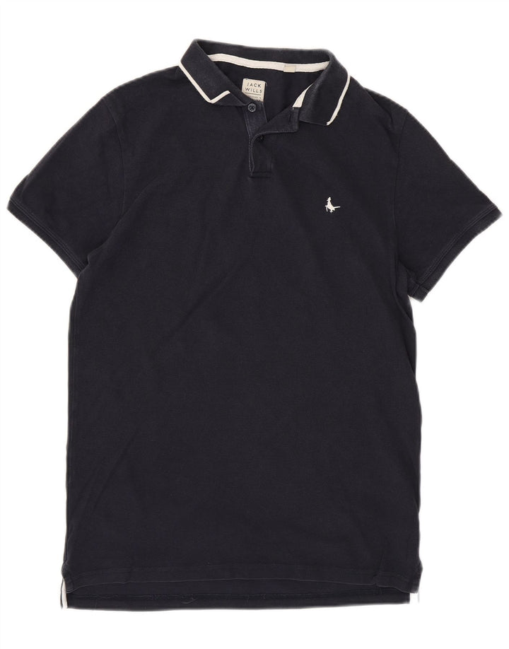 JACK WILLS Mens Polo Shirt Medium Navy Blue Cotton