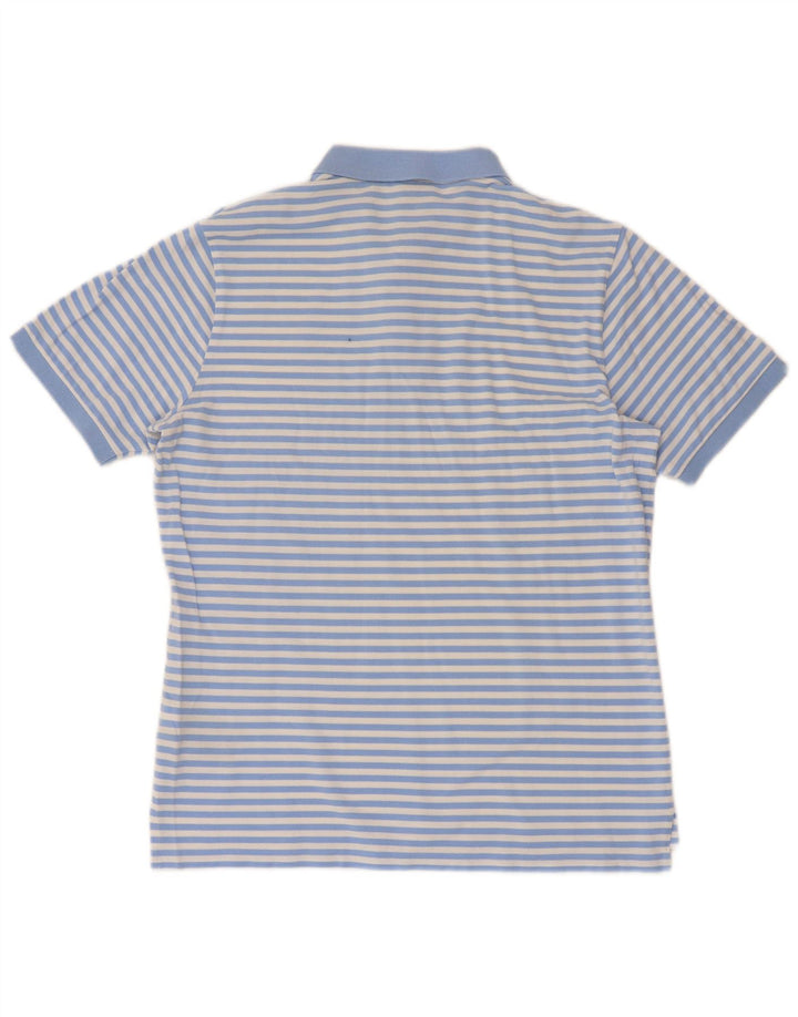 Cămașă polo Calvin Klein pentru bărbați, cu mânecă scurtă, în formă normală, cu dungi albastre medii