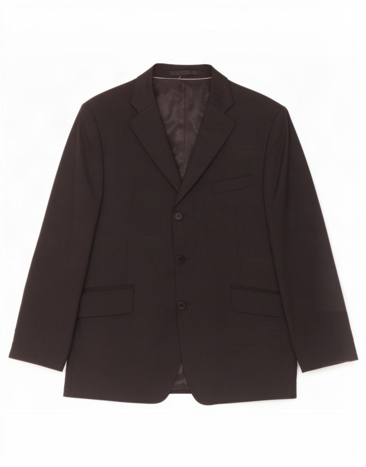 Jachetă pentru bărbați Marks & Spencer, cu 3 nasturi, UK 44 XL Lână neagră cu dungi