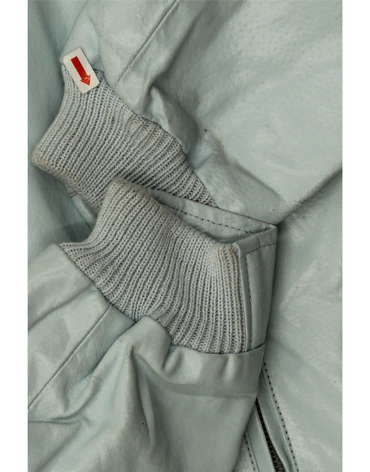 Jachetă bomber din piele artificială, vintage, pentru femei, IT 44, albastru mediu