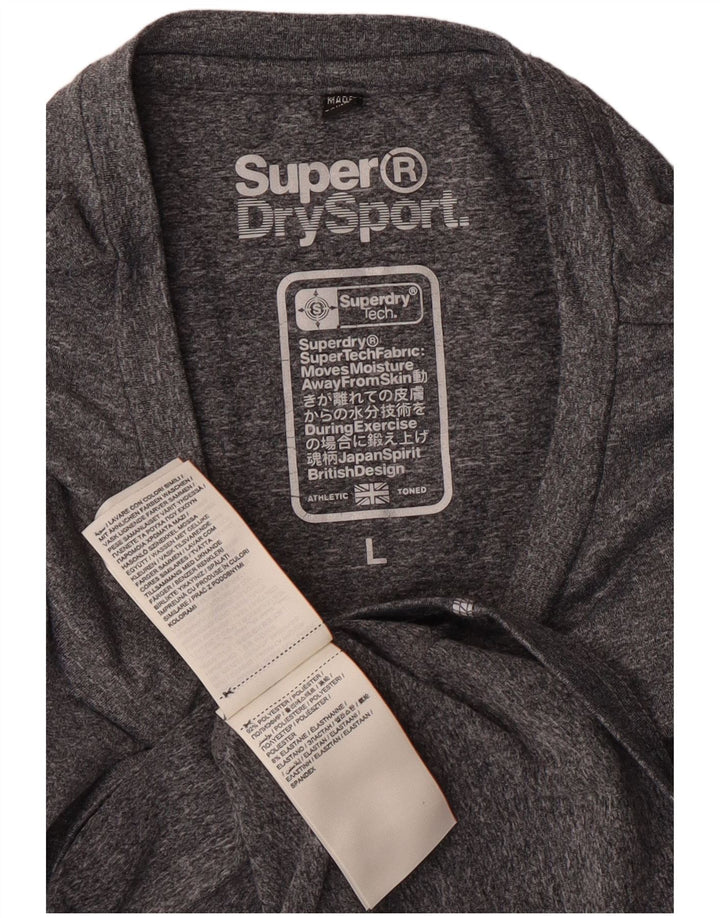 Tricou grafic Superdry pentru femei Top UK 14 mare, gri poliester cu pături