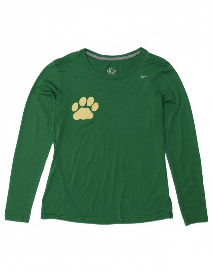 Nike Dri Fit Top cu mânecă lungă pentru femei UK 14 Poliester verde mediu
