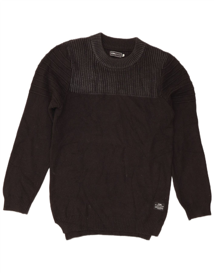 Pulover Jack & Jones pentru bărbați cu decolteu rotund, mic, negru, acrilic