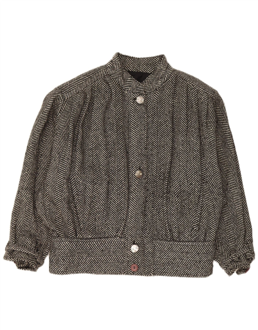 Bomber vintage pentru femei UK 20 2XL Gri Herringbone