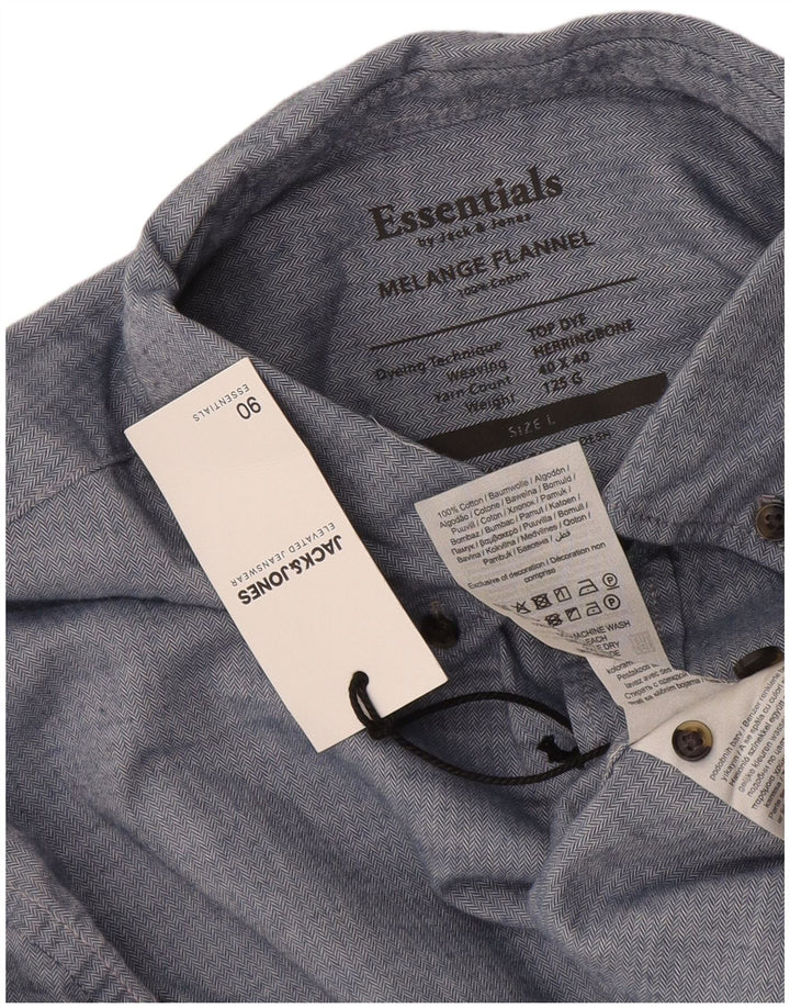 Cămașă de flanel Jack & Jones pentru bărbați, mare, albastru, din bumbac
