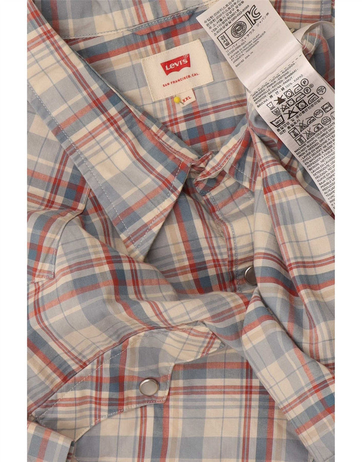 Cămașă cu mânecă scurtă pentru bărbați Levi's 2XL, bumbac cu carouri albastre