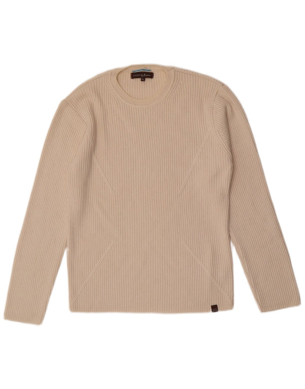 Pulover pentru femei Guess cu decolteu triplu UK 18 XL din lână merinos alb