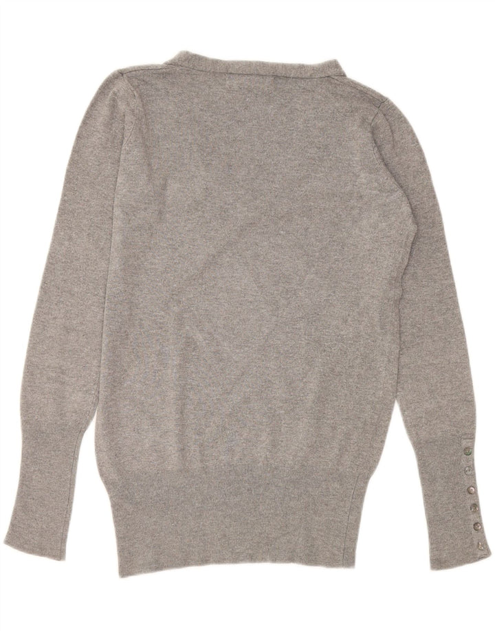 ZARA Womens V-Neck Jumper Sweater UK 12 Medium Grey Rayon Vintage Zara and Second-Hand Zara from Messina Hembry 