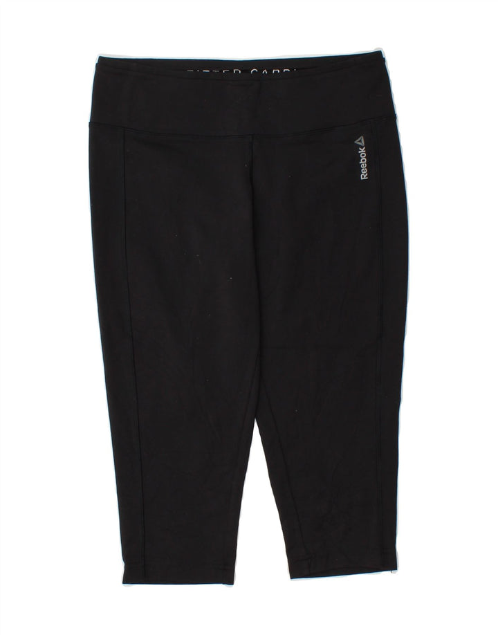REEBOK Womens Capri Leggings UK 12 Medium  Black Vintage Reebok and Second-Hand Reebok from Messina Hembry 