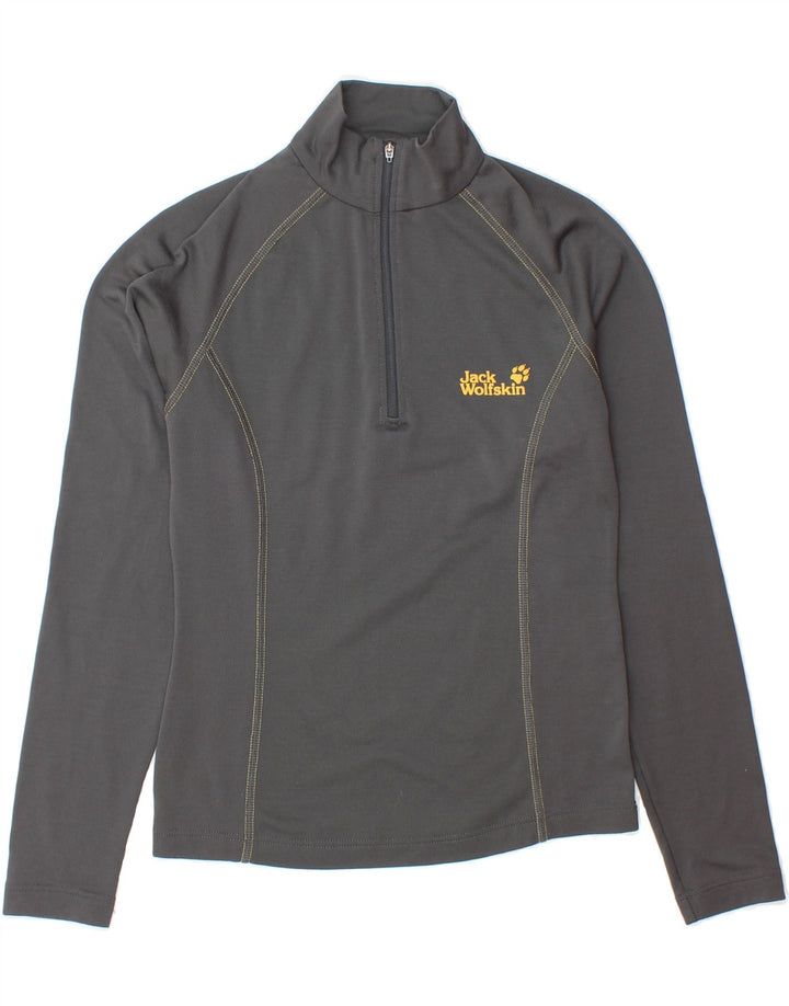 JACK WOLFSKIN Womens Zip Neck Pullover Tracksuit Top UK 10 Small Grey Vintage Jack Wolfskin and Second-Hand Jack Wolfskin from Messina Hembry 