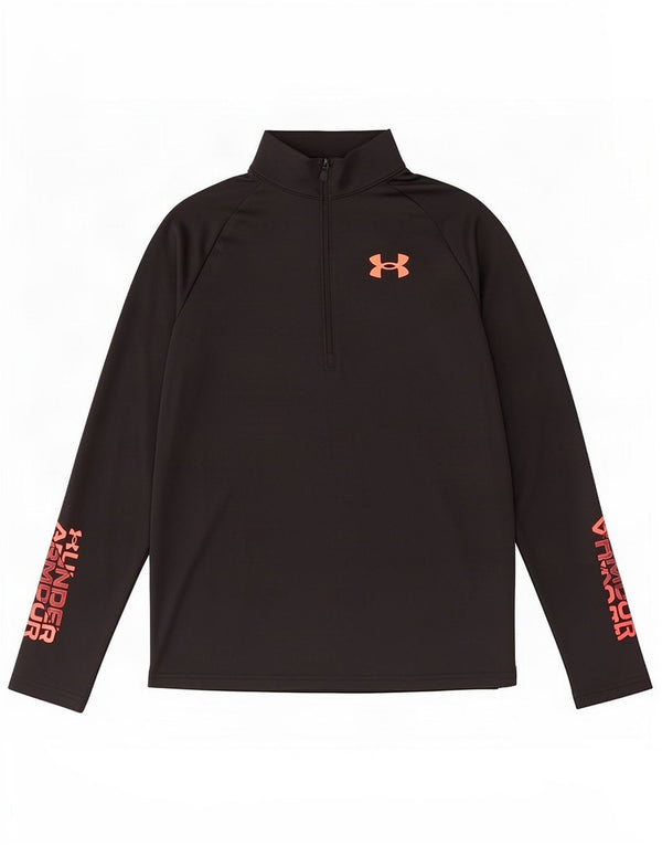 Under Armour Boys Zip Neck Graphic Top Maneca lunga 13-14 ani XL Negru