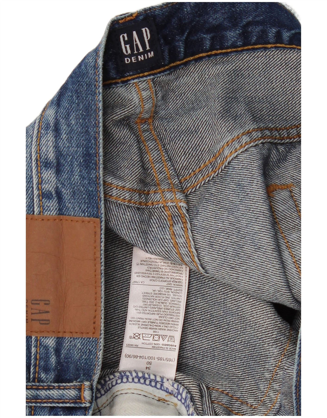 Pantaloni scurți din denim învechit pentru bărbați Gap W34, bumbac albastru mare