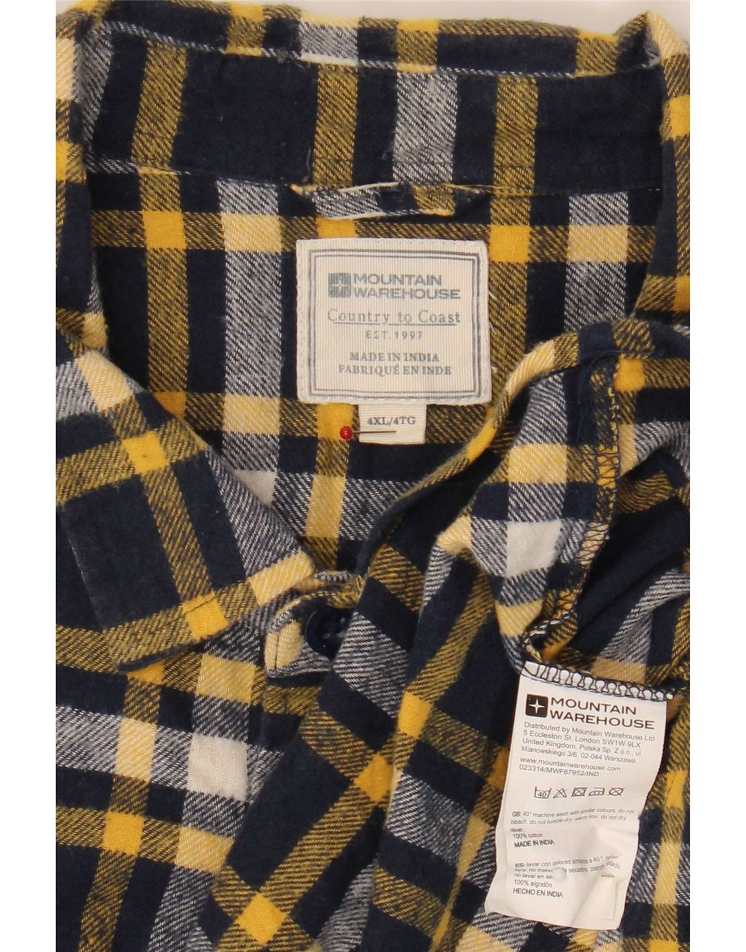 Cămașă de flanel pentru bărbați Mountain Warehouse 4XL, bumbac cu carouri bleumarin