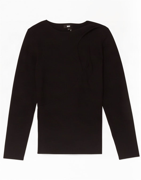 Pulover Dkny pentru damă, cu gât de barcă, bumbac mediu negru UK 12