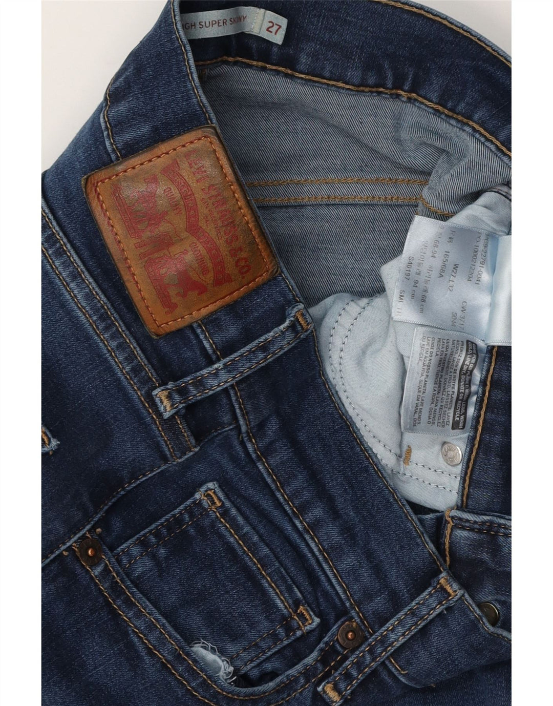 Blugi super skinny pentru femei LEVI'S Mile High W27 L32 bumbac bleumarin