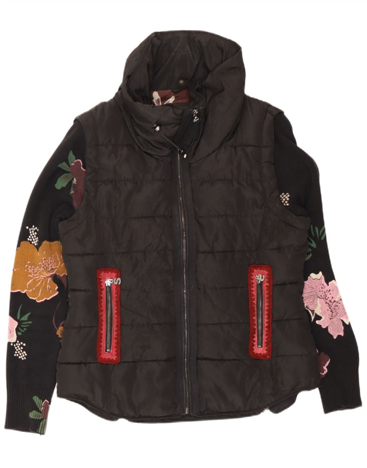 Jachetă căptușită pentru femei Desigual EU 40 Medium Black Floral Bumbac