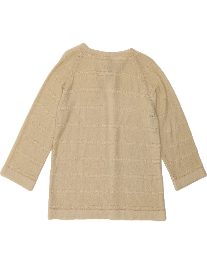 VINTAGE Womens Open Cardigan Sweater UK 14 Medium Beige Vintage Vintage and Second-Hand Vintage from Messina Hembry 