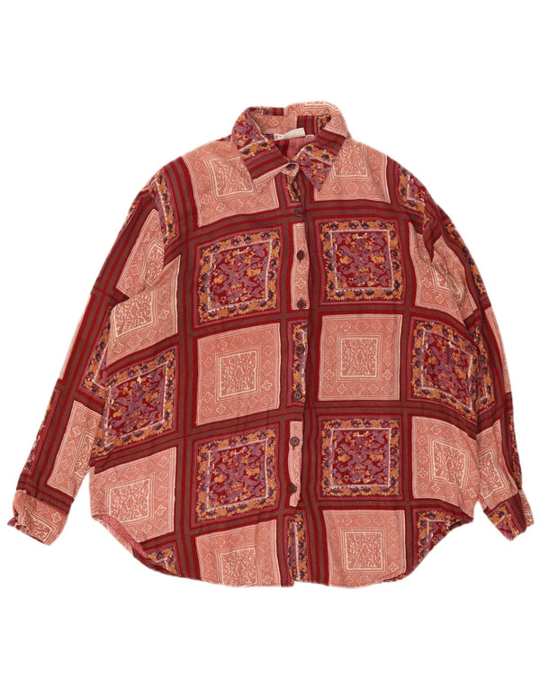 Cămașă Vintage pentru femei Mărimea 50 3XL Viscoză Viscoză Patchwork Burgundy