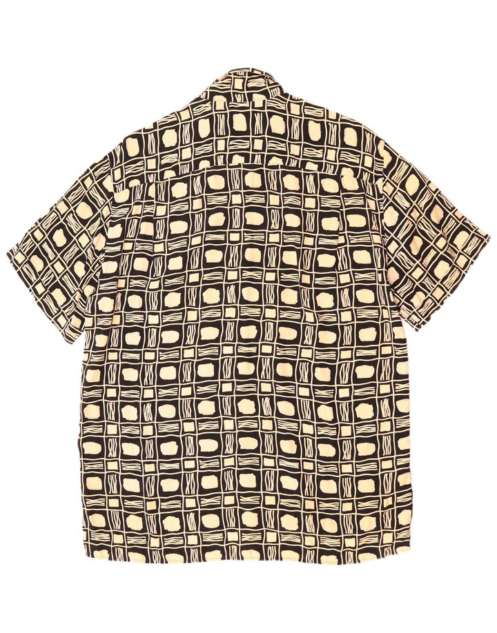 Cămașă Vintage pentru bărbați cu mânecă scurtă, mare, neagră, geometrică