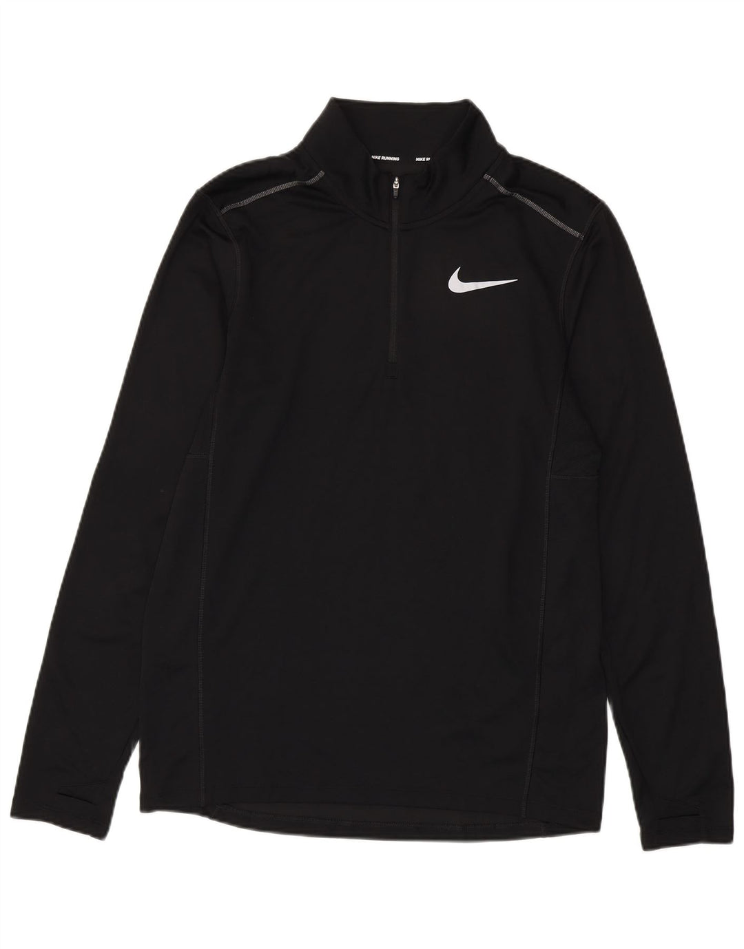 Top de trening pentru bărbați Dri Fit, cu fermoar și gât, din poliester negru mediu