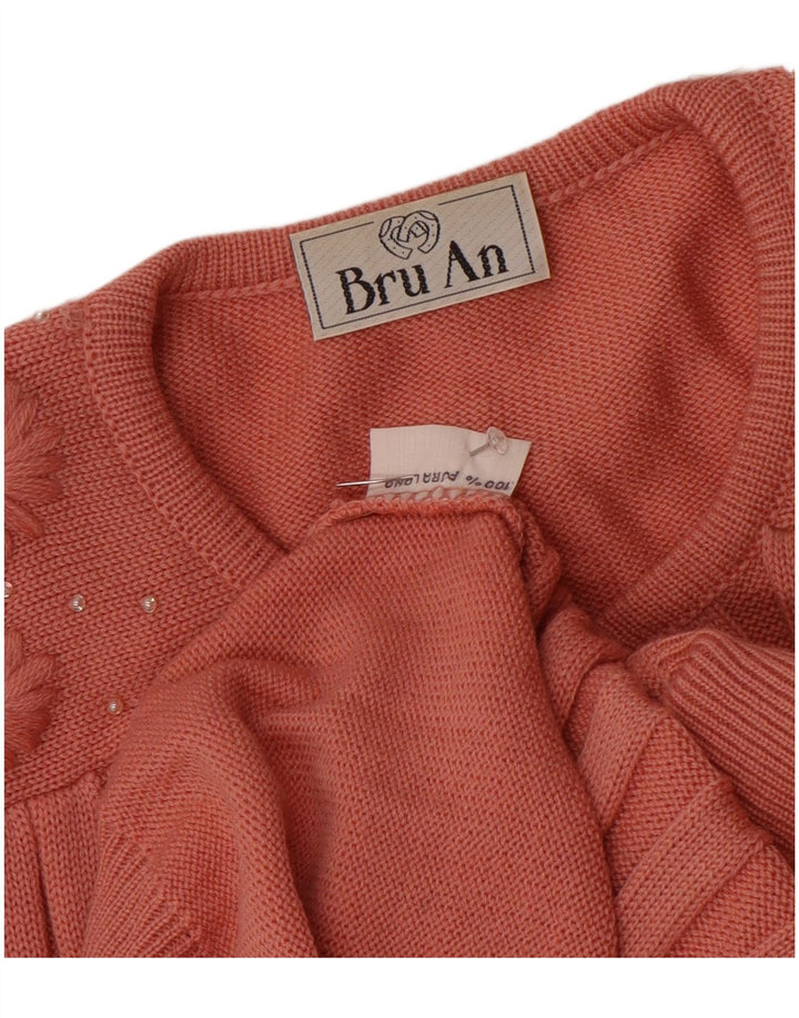 Pulover Cardigan Vintage pentru Damă UK 16 Mare Lână roz