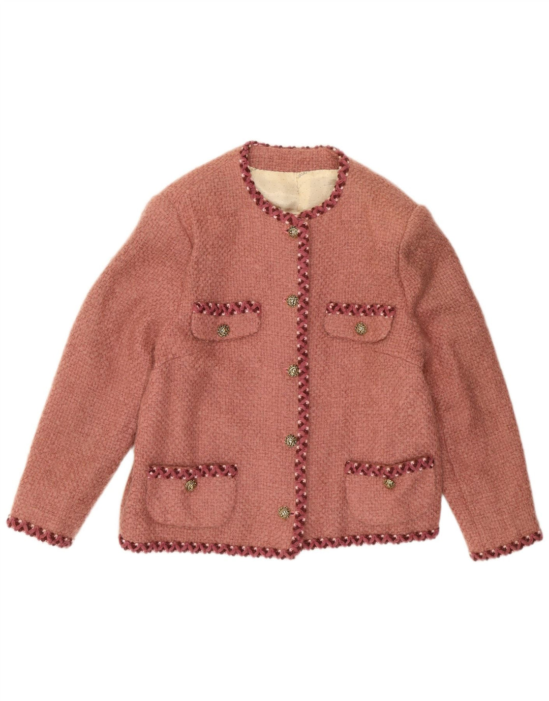 Jachetă vintage pentru femei cu 5 nasturi, roșu mediu UK 14