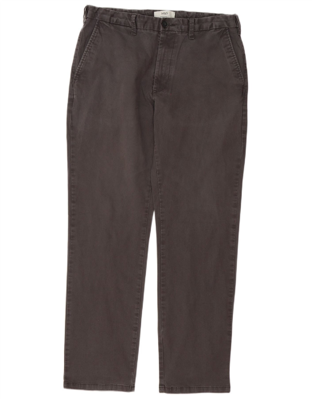 Pantaloni chino pentru bărbați Marks & Spencer, cu ajustare normală, L34 L30, bumbac gri