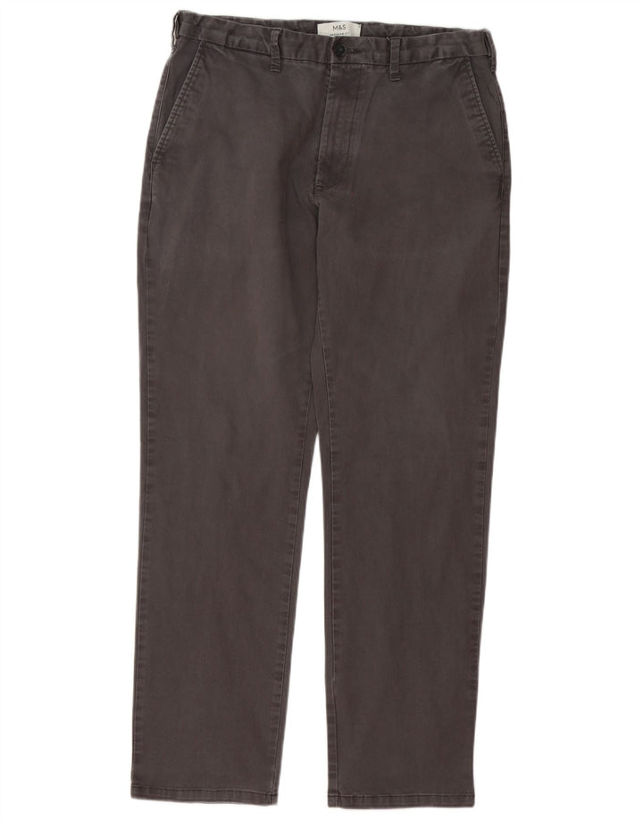Pantaloni chino pentru bărbați Marks & Spencer, cu ajustare normală, L34 L30, bumbac gri