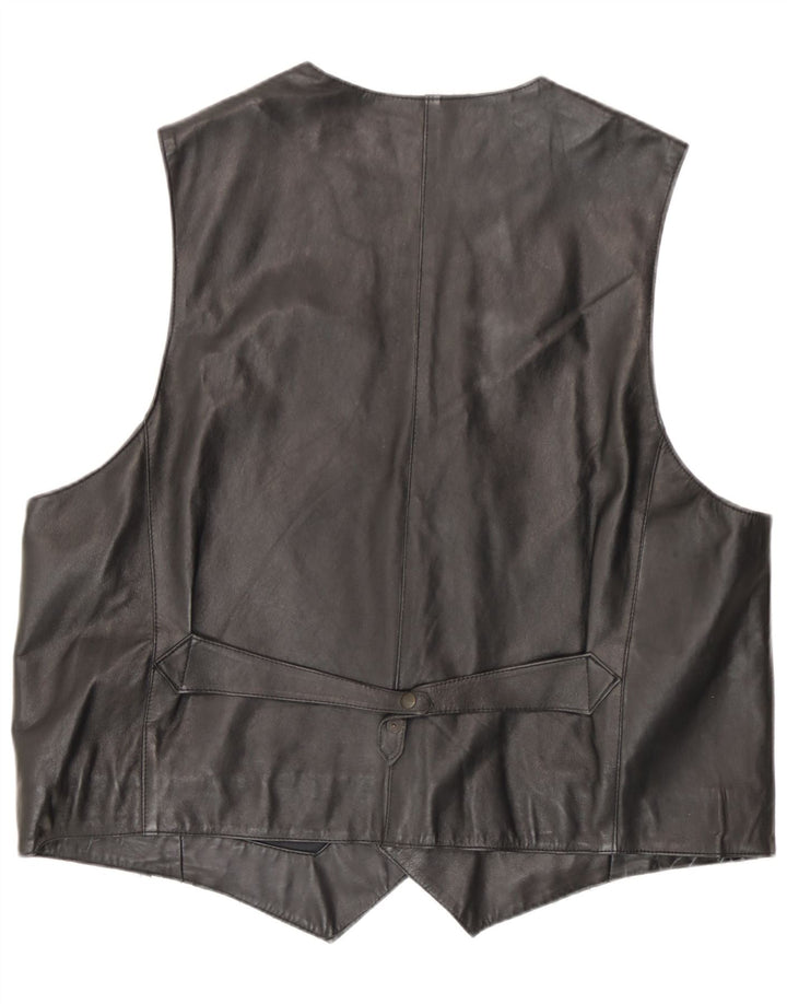 Vestă din piele vintage pentru bărbați, mare, neagră