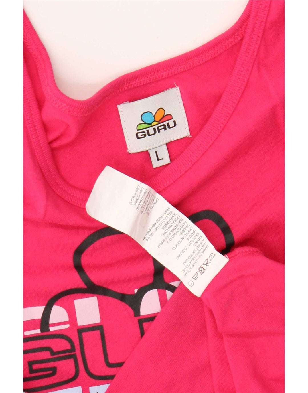Guru Womens Graphic Vest Top UK 14 Large Pink Bumbac