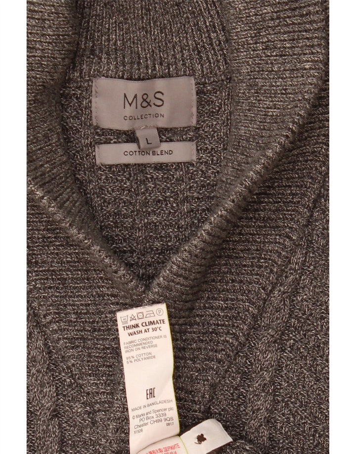 Pulover cardigan pentru bărbați Marks & Spencer, mare, gri, bumbac
