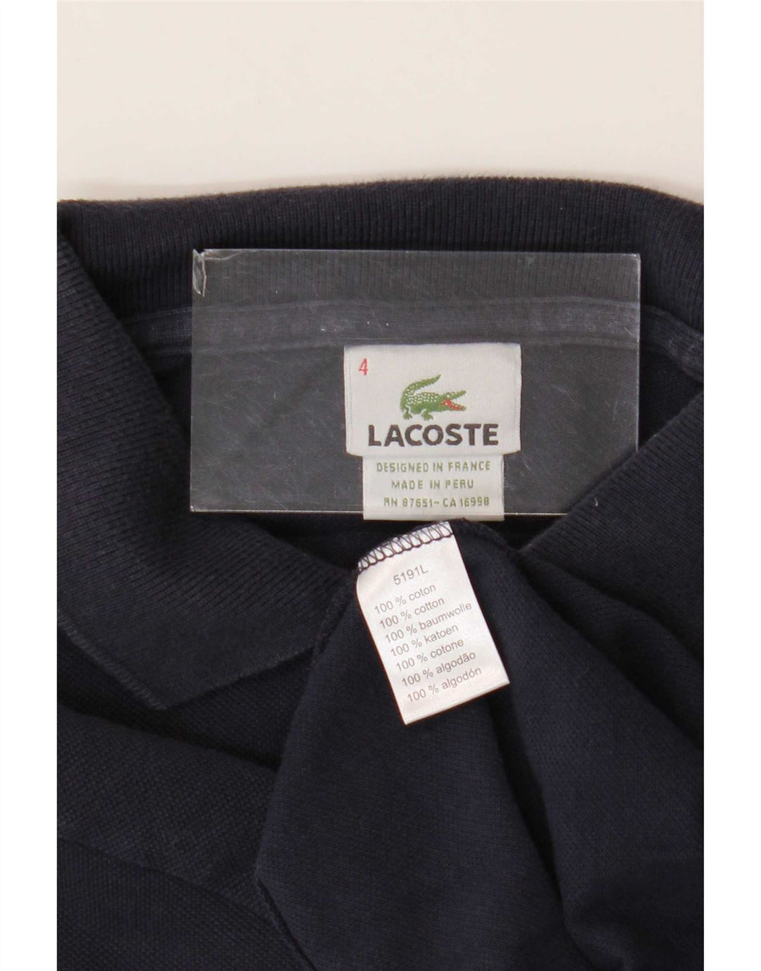 Tricou polo Lacoste pentru bărbați, mărime 4, bumbac albastru bleumarin mediu