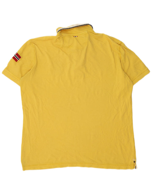 Napapijri Mens Geographic Graphic Polo Shirt 3XL Yellow Cotton