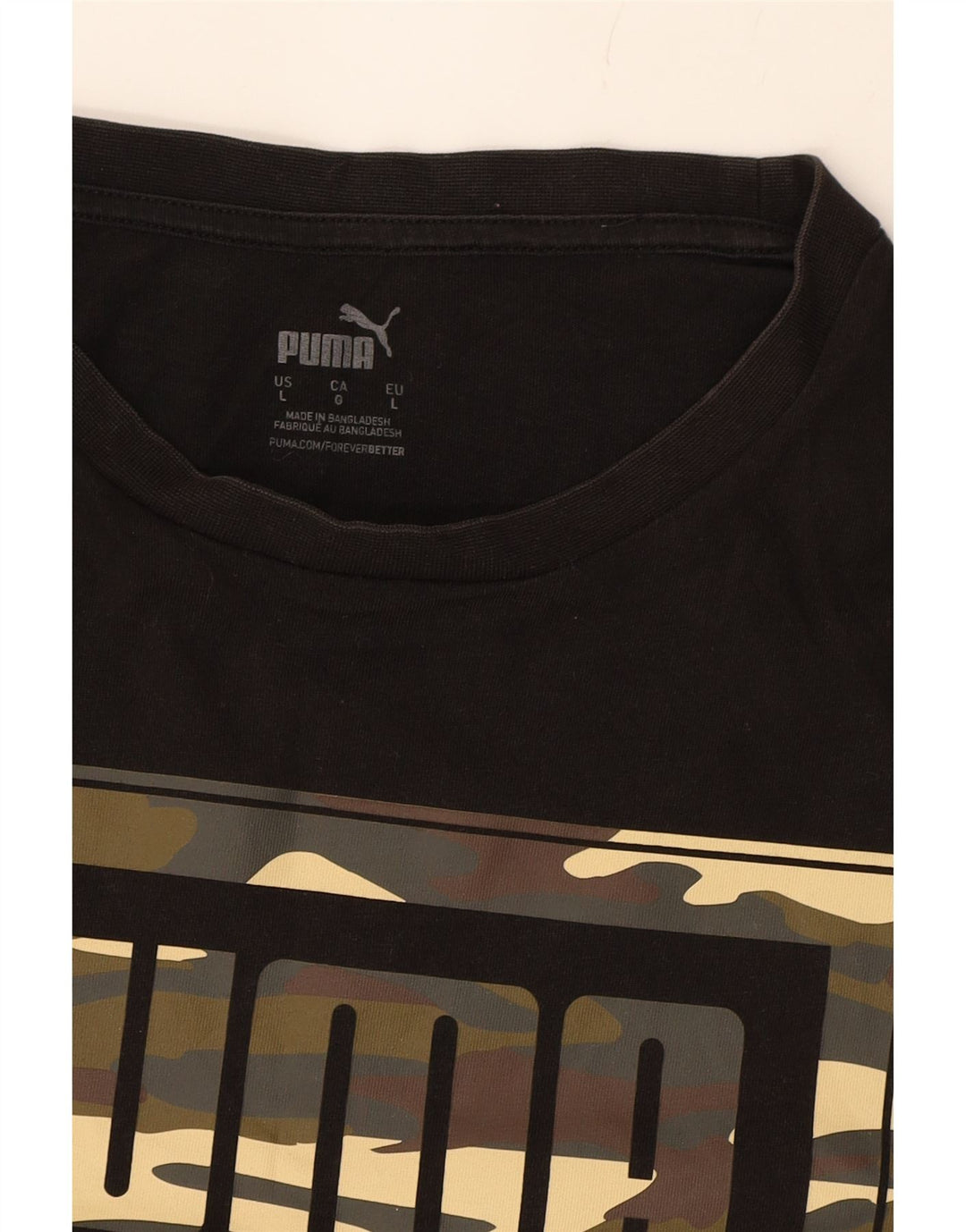 PUMA Mens Graphic T-Shirt Top Large Black Cotton Vintage Puma and Second-Hand Puma from Messina Hembry 