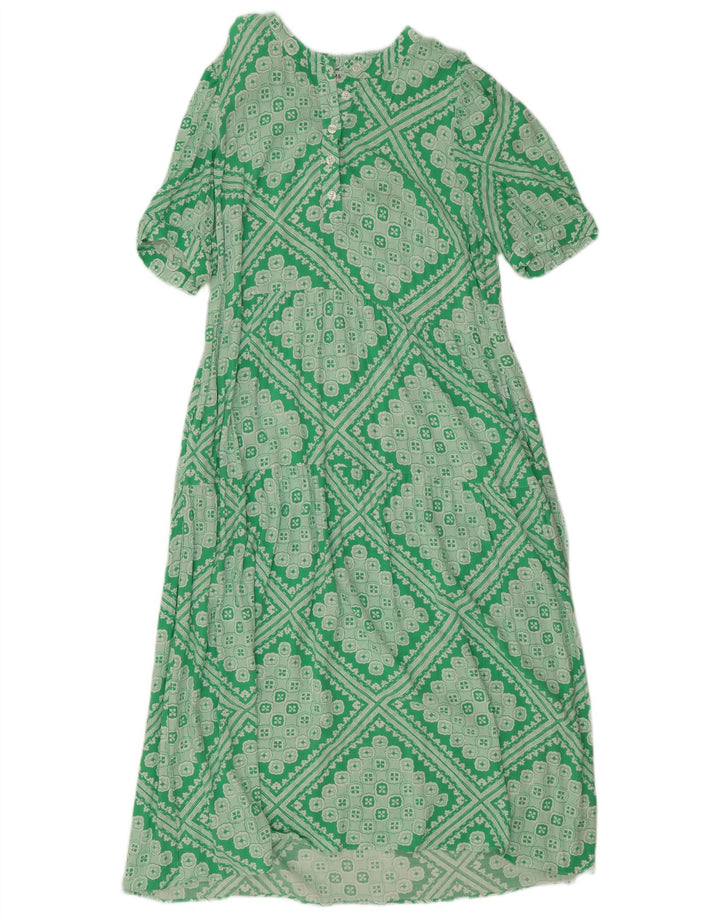 Rochie obișnuită pentru femei Marks & Spencer, în formă de A, UK 12, verde mediu, geometrică