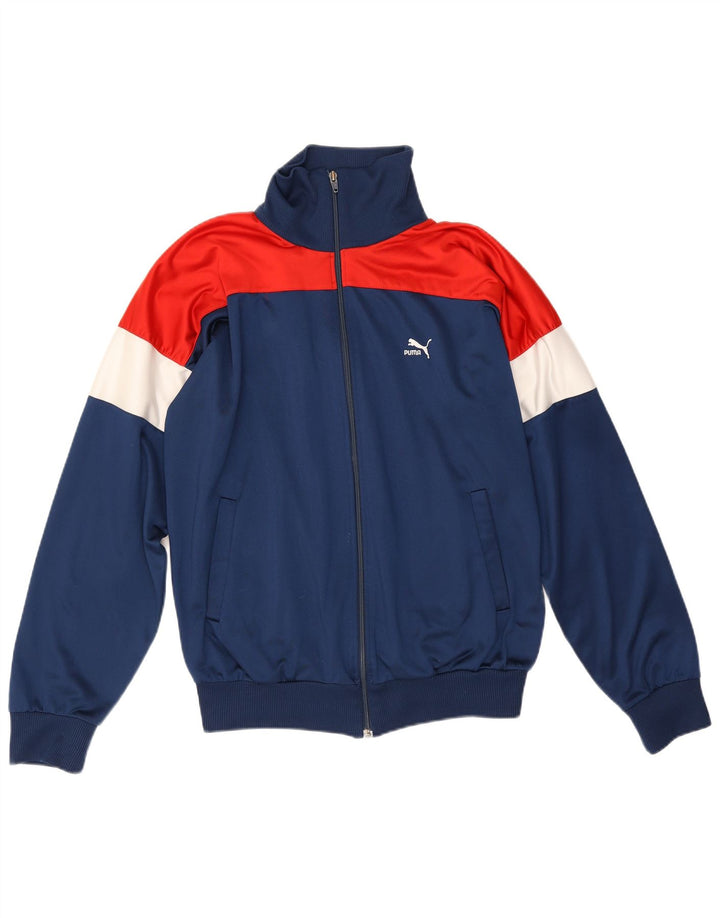 Jachetă de trening Puma pentru bărbați, poliester color bloc, albastru marin mediu