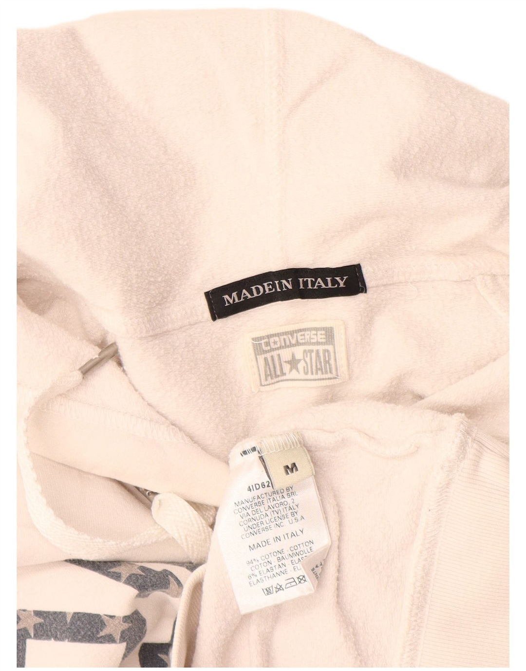 Pulover pentru damă CONVERSE, cu grafică, UK 12, bumbac alb mediu