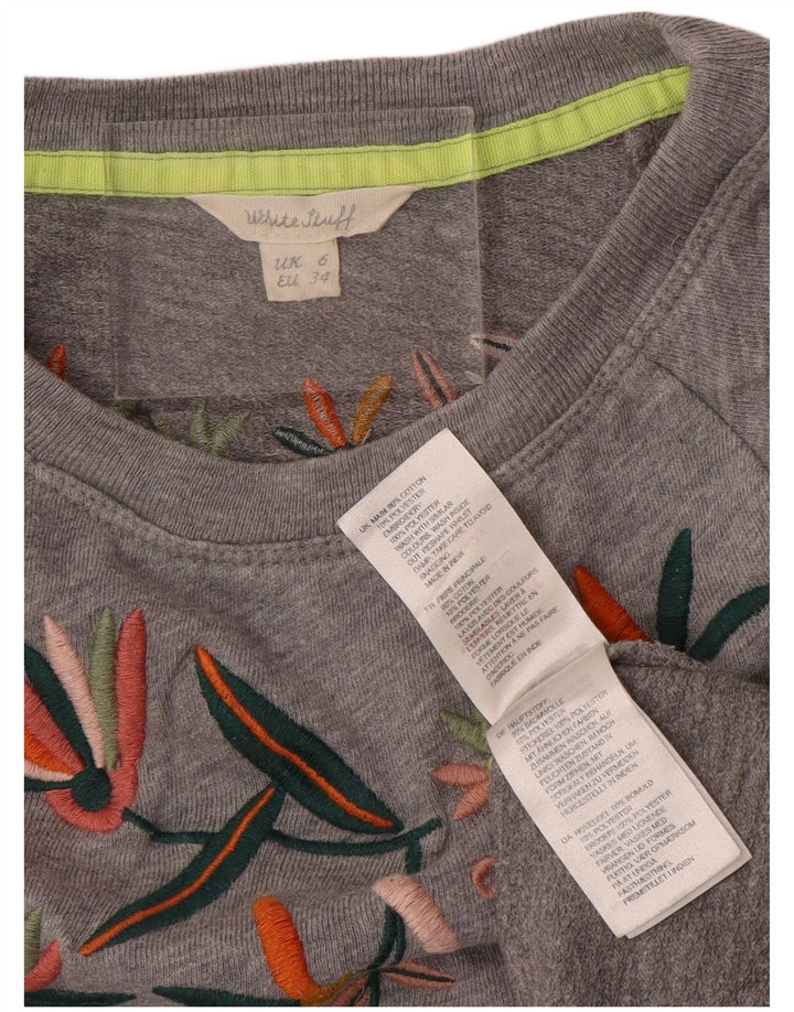 WHITE STUFF Pulover pentru damă UK 6 XS Bumbac cu flori gri