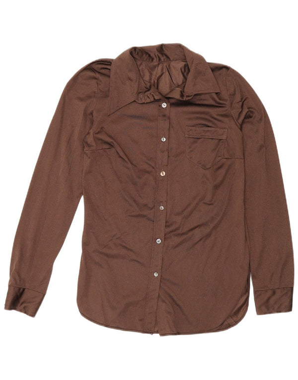 Vintage Womens Shirt Blouse UK 10 Small Brown