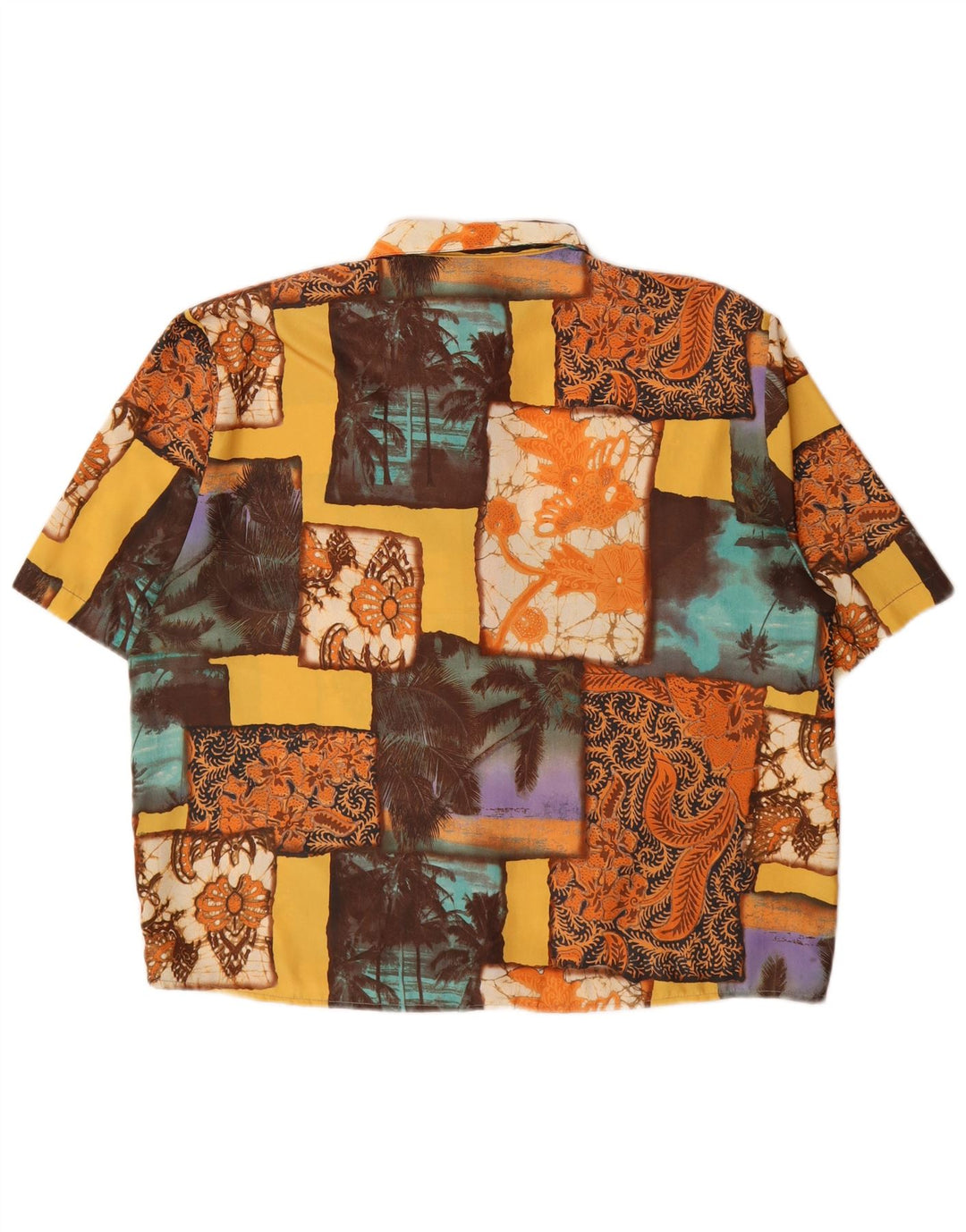 Bluză de cămașă vintage pentru femei UK 16 mare, multicoloră, mozaic