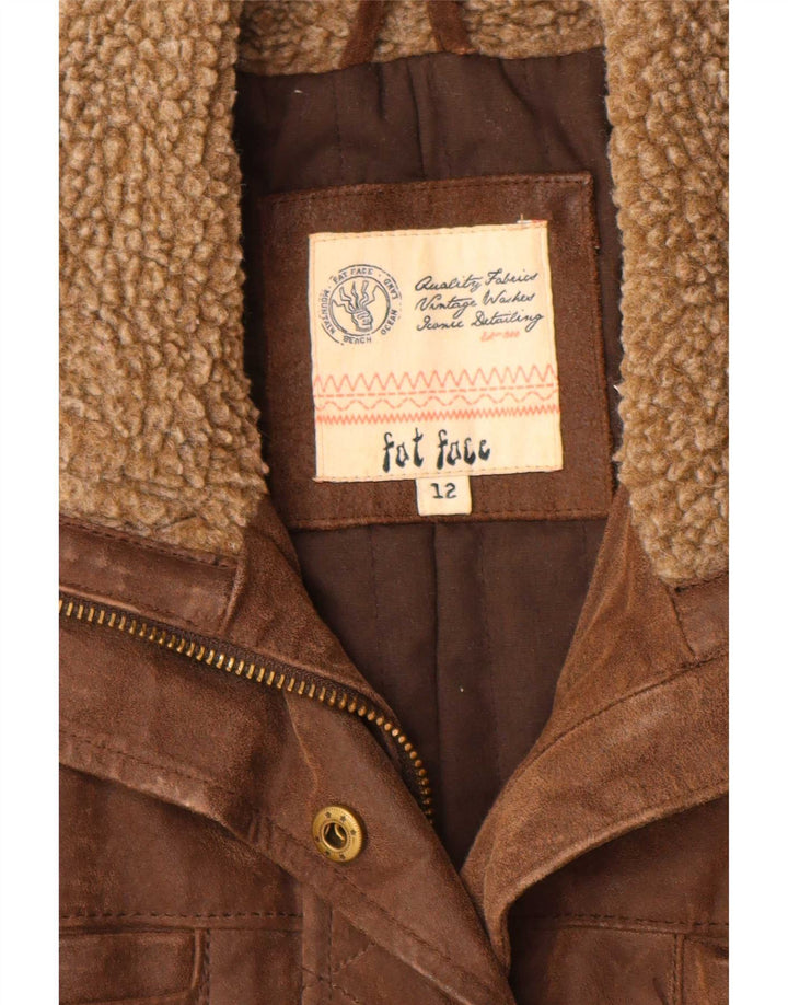 Jachetă de piele pentru femei Fat Face Vintage Fit UK 12 Maro Mediu