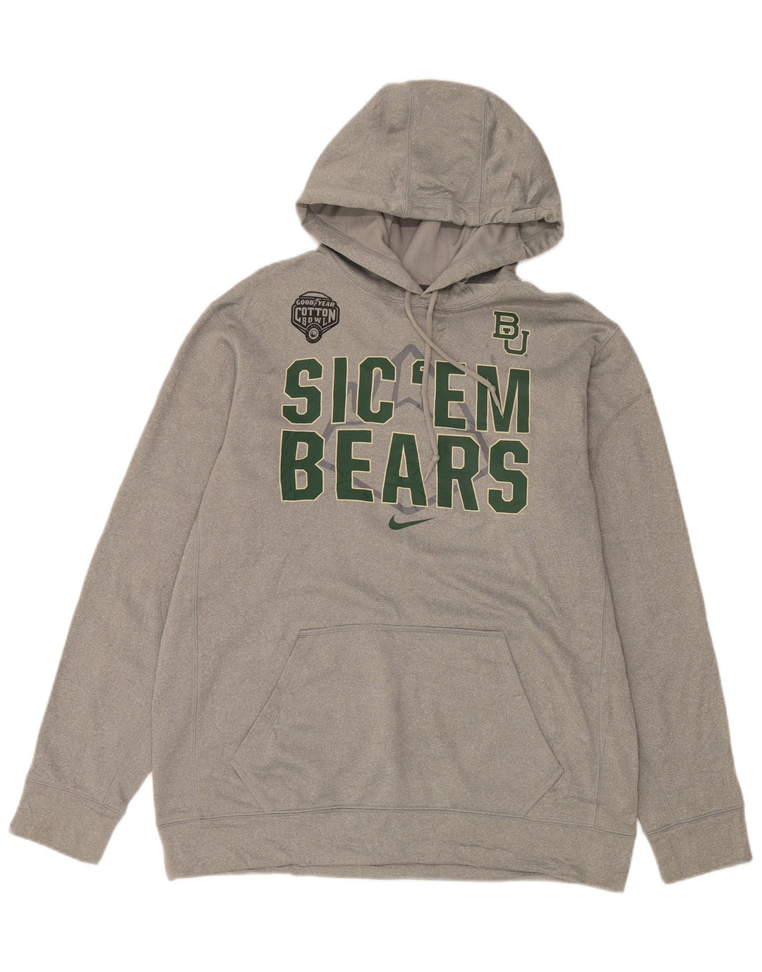 Pulover Nike pentru bărbați Baylor Bears Graphic Hoodie, mare, gri, poliester
