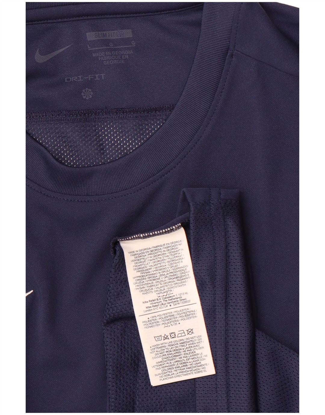 NIKE Dri Fit Slim Fit Top cu mânecă lungă, mare, poliester bleumarin