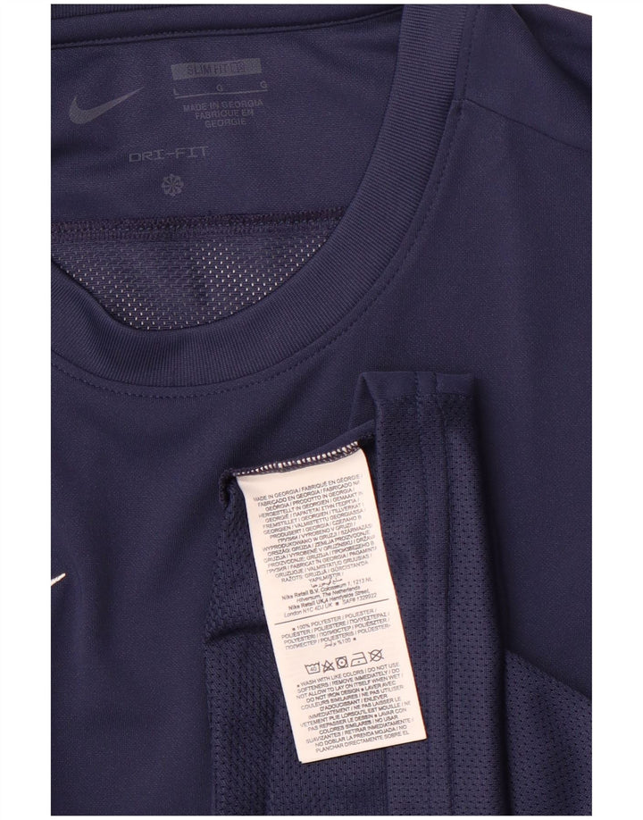 NIKE Dri Fit Slim Fit Top cu mânecă lungă, mare, poliester bleumarin